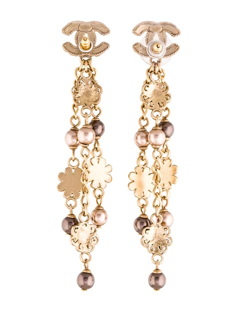 white chanel cc flower drop earrings|Chanel drop earrings karren brady.